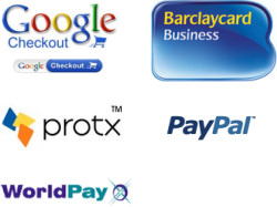 Google Checkout, Barclaycard ePDQ, Paypal, Protx and Worldpay